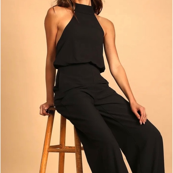 Lulus Moment For Life Halter Jumpsuit Black - Picture 3 of 9